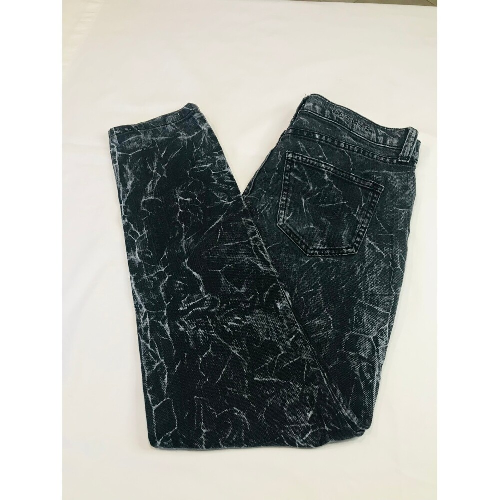 Carmar Women's Low Rise Straight Leg Black Acid Washed Jeans Size 26 Stretch